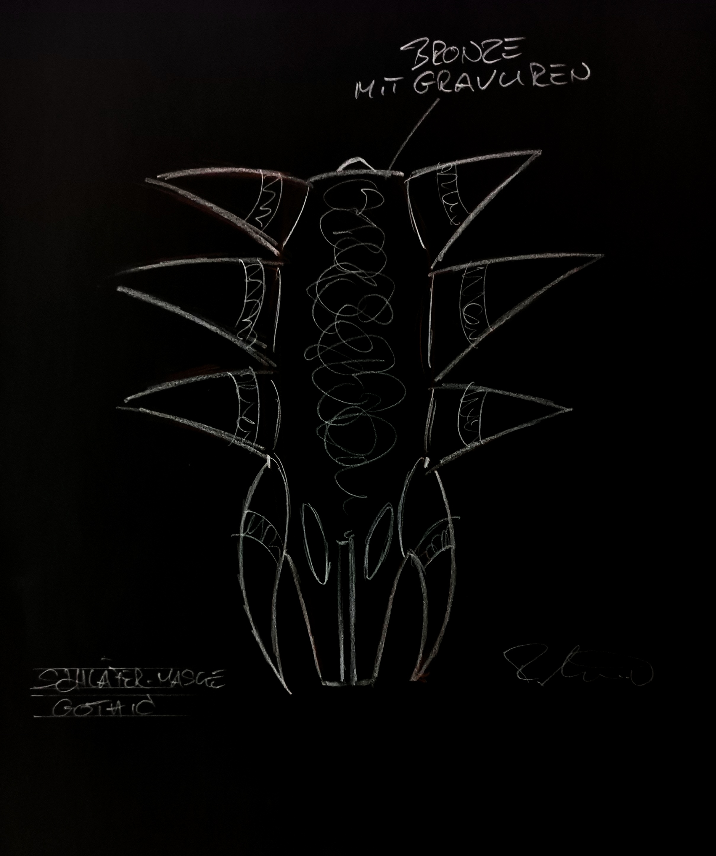 Early Mask Sketch by Ralf, the Bronze Mask