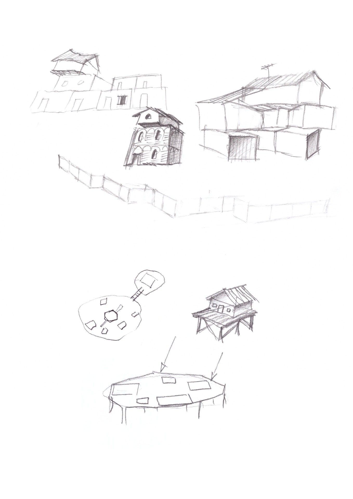 some huts