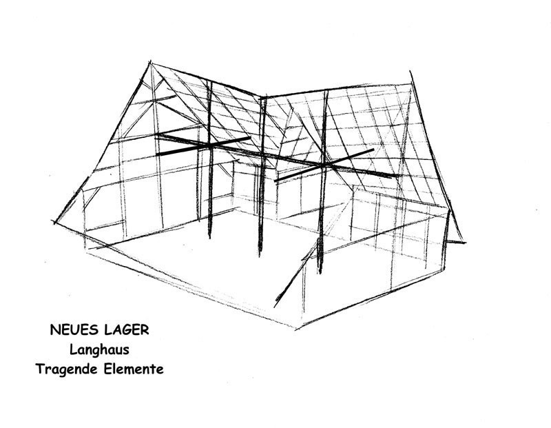 Neues Lager - Langhaus V1 - Tragende Elemente