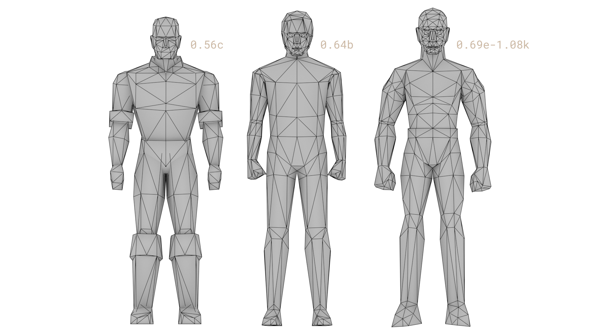 three different body models untextured